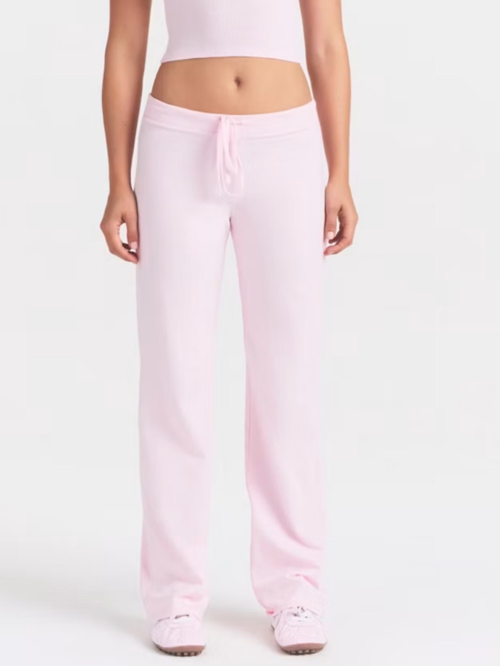 NWT SKIMS cotton jersey straight leg pants new Pink Ribbed Lounge